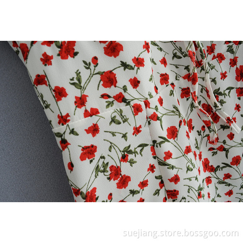 Women Printed Chiffon Short Sleeve Mini Casual Dress